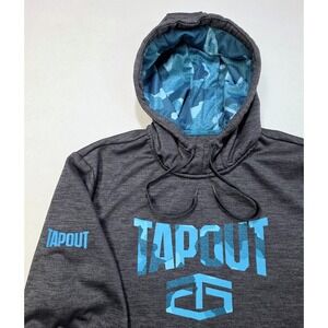 Tapout Hoodie Mens XL Gray CAMO Graphics Sweatshirt Pullover‎ MMA Limited Use